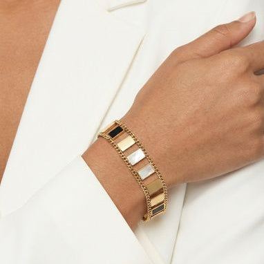 Double Layer Gold Rectangular Bar Bracelet