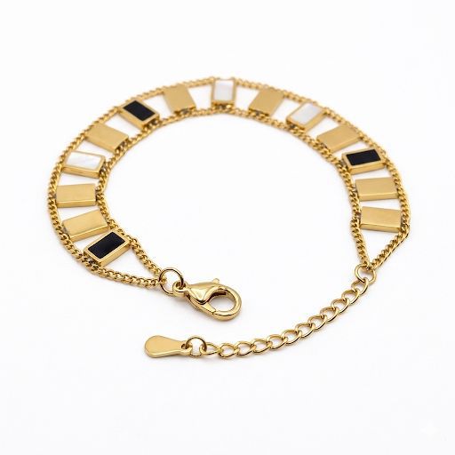 Double Layer Gold Rectangular Bar Bracelet
