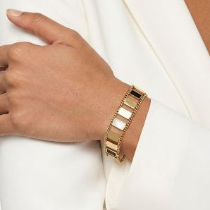Double Layer Gold Rectangular Bar Bracelet