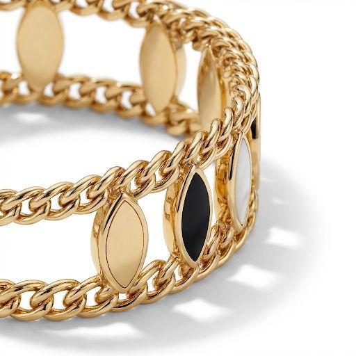 Gold Double Chain Marquise Bracelet