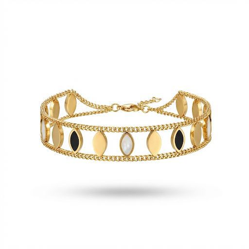 Gold Double Chain Marquise Bracelet