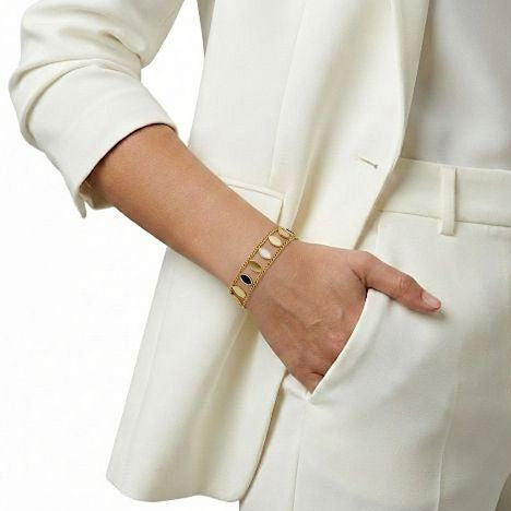 Gold Double Chain Marquise Bracelet