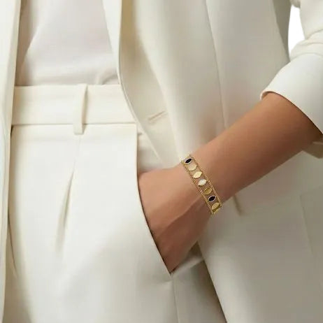 Gold Double Chain Marquise Bracelet