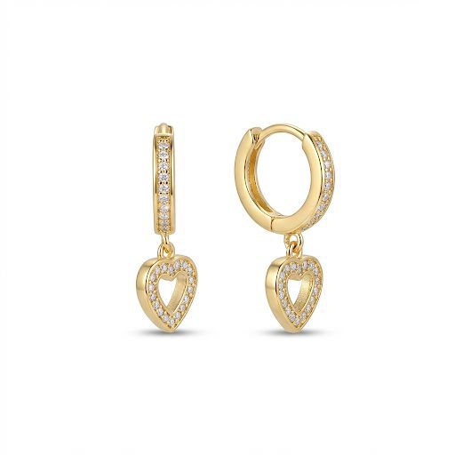 Heart Charm Hoop Earrings