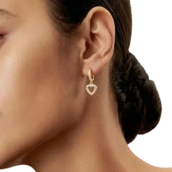 Heart Charm Hoop Earrings
