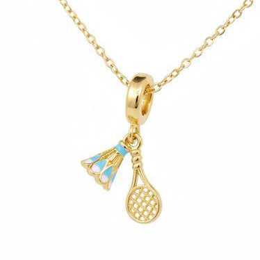 Badminton Racket & Shuttlecock Pendant Necklace