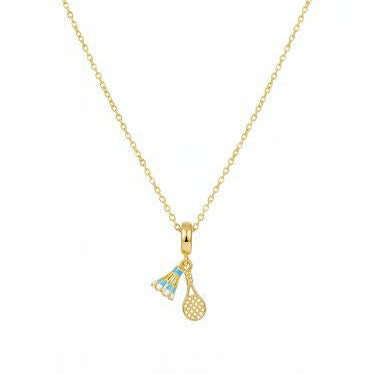 Badminton Racket & Shuttlecock Pendant Necklace