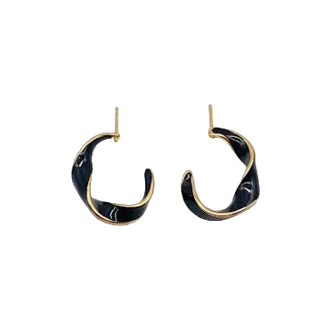 Black & Gold Twisted Ribbon Hoops