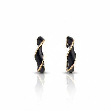 Black & Gold Twisted Ribbon Hoops