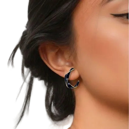 Black & Gold Twisted Ribbon Hoops