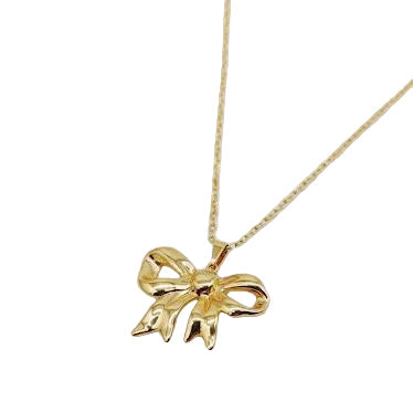 Gold Ribbon Knot Necklace