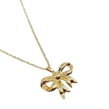 Gold Ribbon Knot Necklace