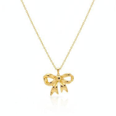 Gold Ribbon Knot Necklace