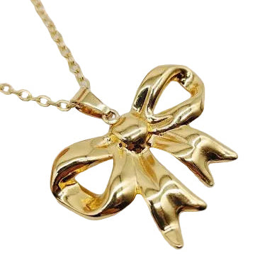 Gold Ribbon Knot Necklace
