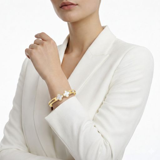 Double Clover Pearl Bangle