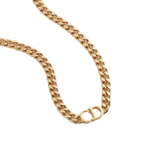 Gold CD Logo Curb Chain Necklace