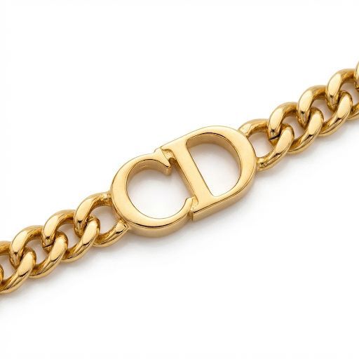 Gold CD Logo Curb Chain Necklace