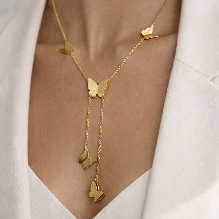 Dainty Butterfly Drop Necklace