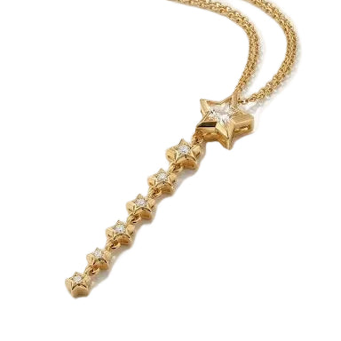 Gold Star Tassel Drop Necklace