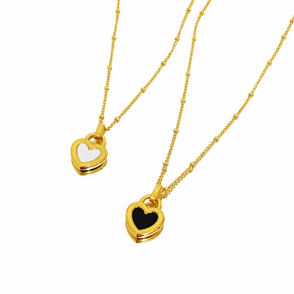 White Heart Lock Pendant Necklace