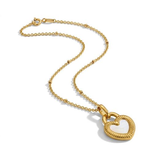 White Heart Lock Pendant Necklace