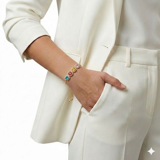 Colorful Square Gemstone Halo Bracelet