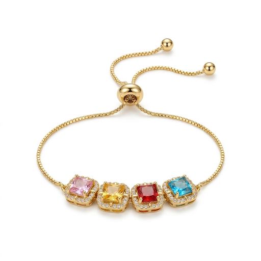 Colorful Square Gemstone Halo Bracelet
