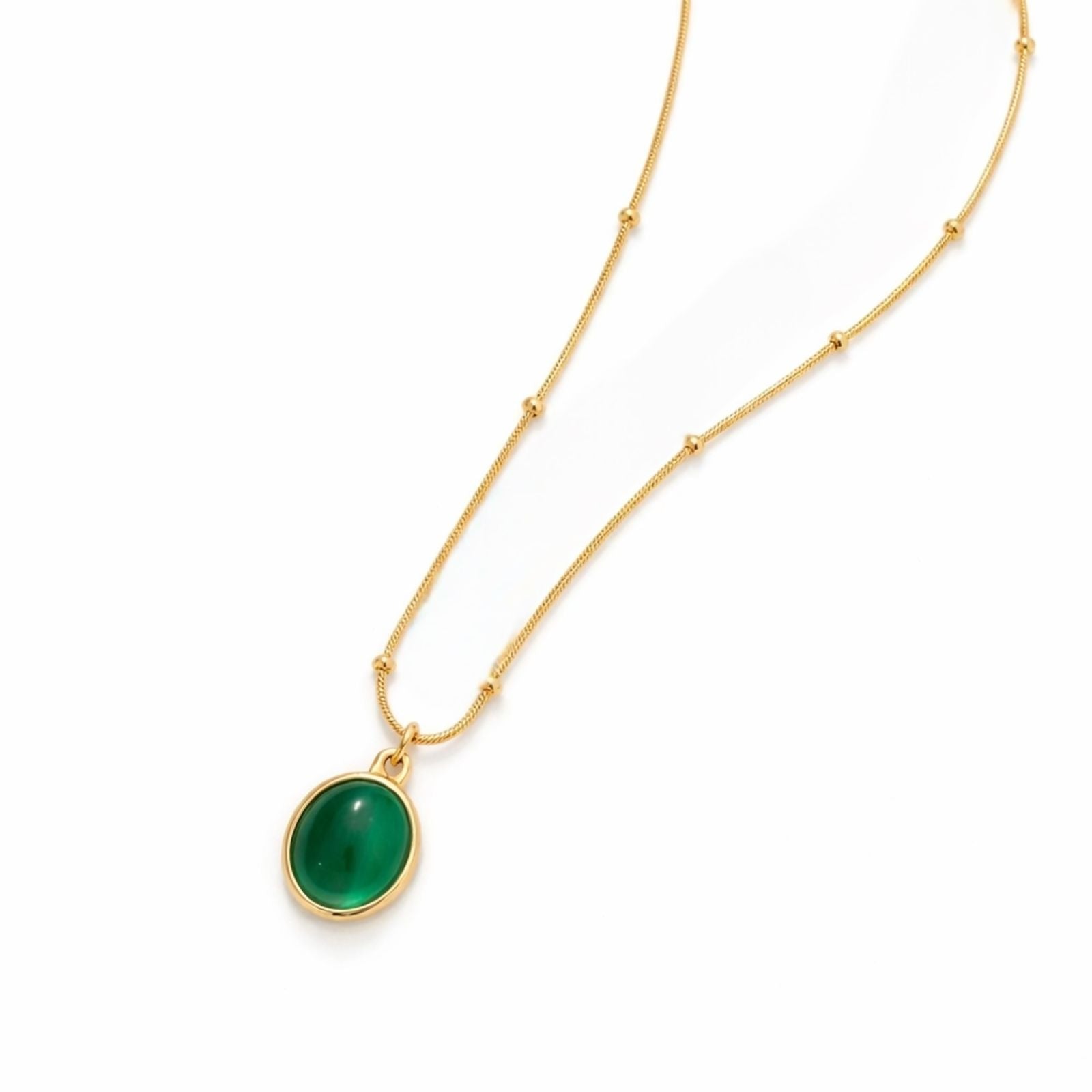 Emerald Green Oval Pendant Necklace