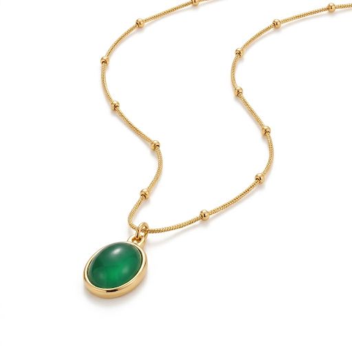 Emerald Green Oval Pendant Necklace