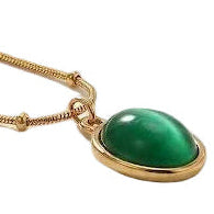 Emerald Green Oval Pendant Necklace