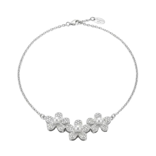 Silver Triple Floral Necklace