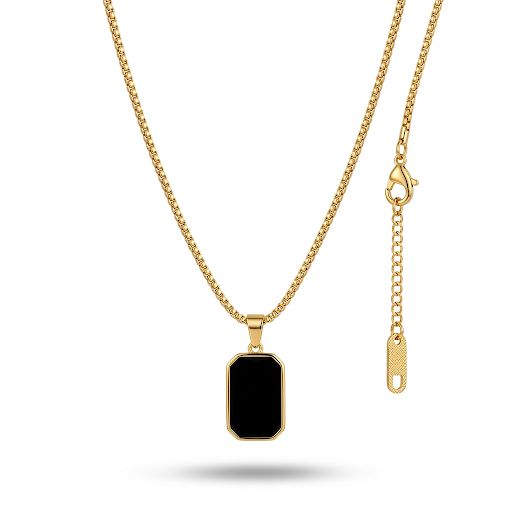 Black Geometric Pendant Necklace