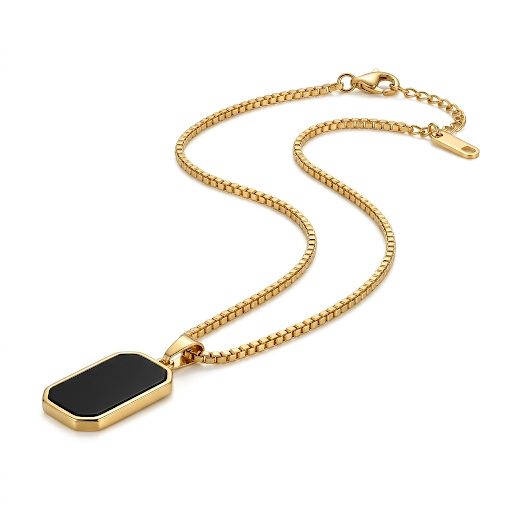 Black Geometric Pendant Necklace