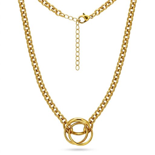 Gold Interlocking Circle Necklace