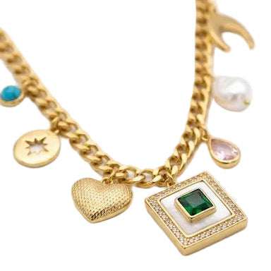 Multi-Charm Statement Piece Necklace