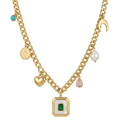 Multi-Charm Statement Piece Necklace