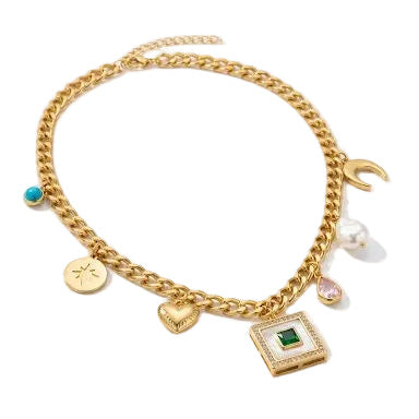 Multi-Charm Statement Piece Necklace