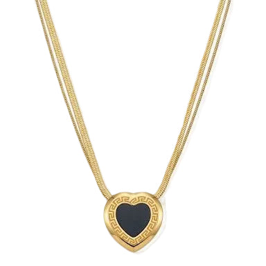Black Gold Heart Pendant Necklace