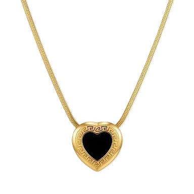 Black Gold Heart Pendant Necklace