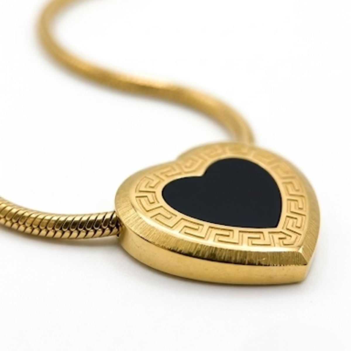 Black Gold Heart Pendant Necklace
