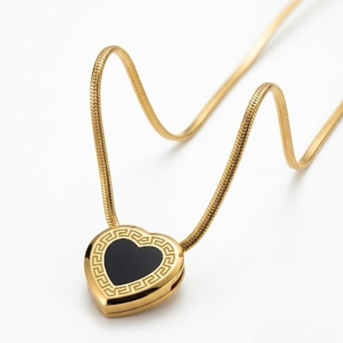 Black Gold Heart Pendant Necklace