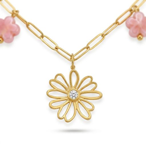 Dainty Botanical Charm Paperclip Necklace