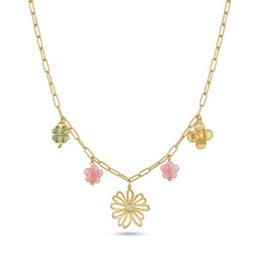 Dainty Botanical Charm Paperclip Necklace