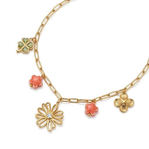 Dainty Botanical Charm Paperclip Necklace