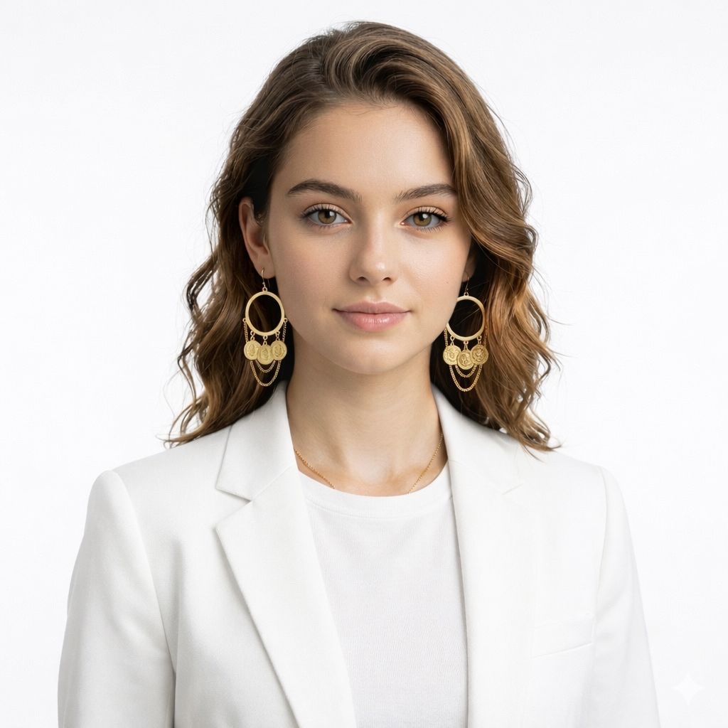 Vintage-Style Coin & Chain Dangle Earrings