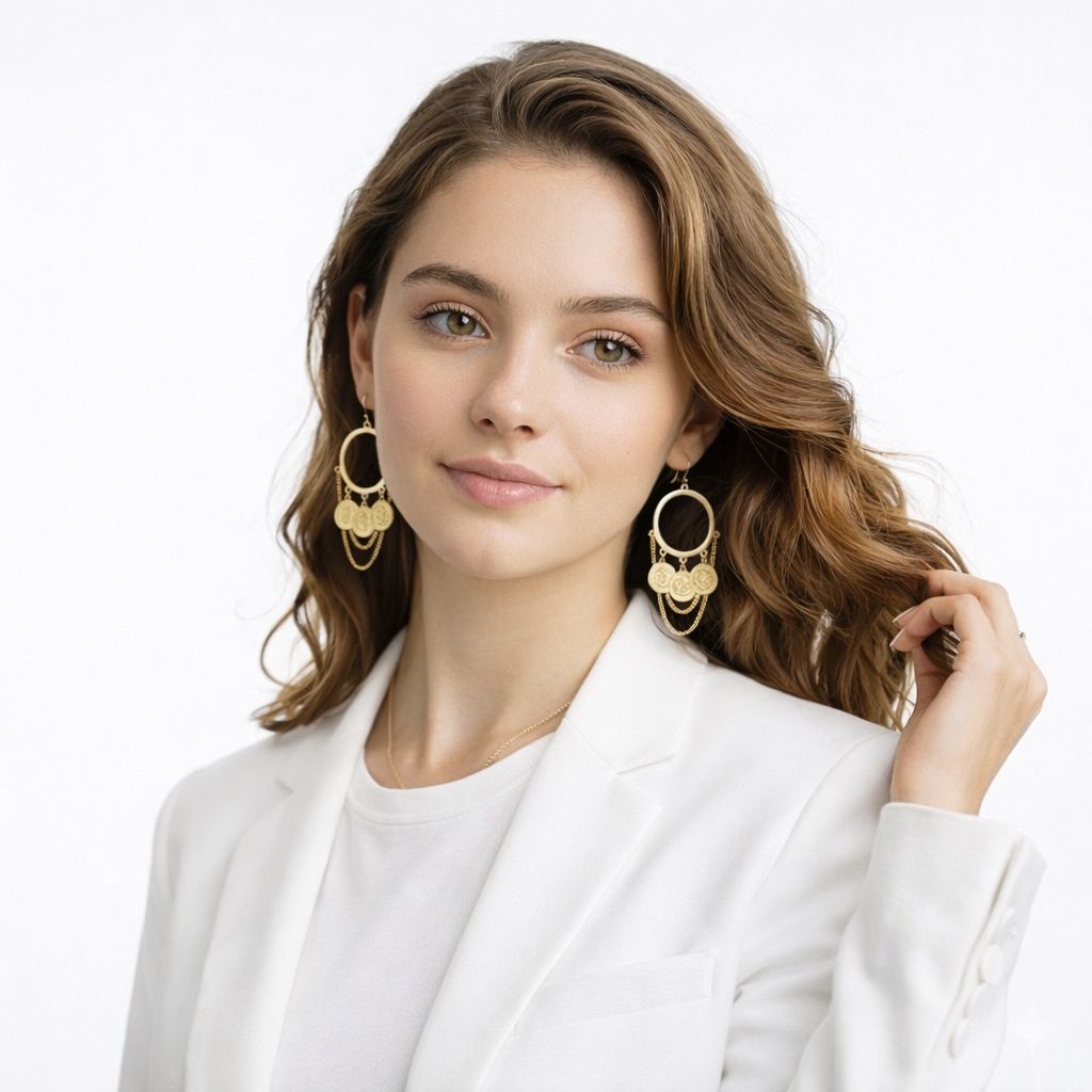 Vintage-Style Coin & Chain Dangle Earrings