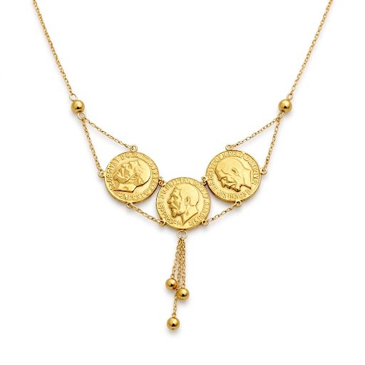 Vintage Triple Coin Medallion Necklace