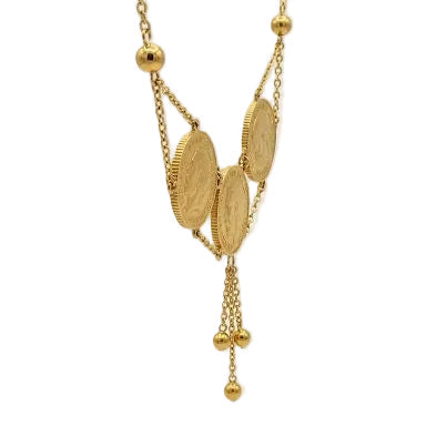 Vintage Triple Coin Medallion Necklace
