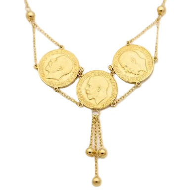 Vintage Triple Coin Medallion Necklace