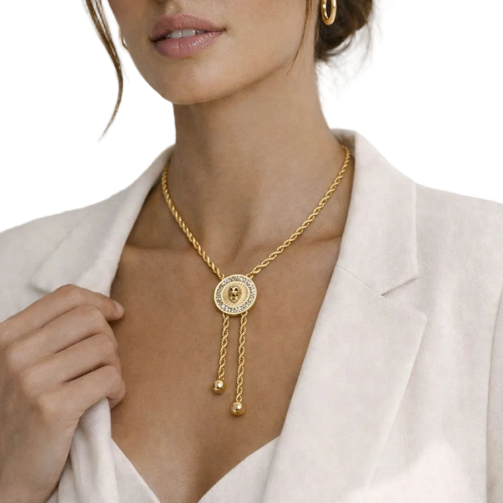 Lion Medallion Bolo Necklace